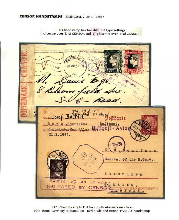 Censor Handstamp - Bilingual 2-Line - Boxed