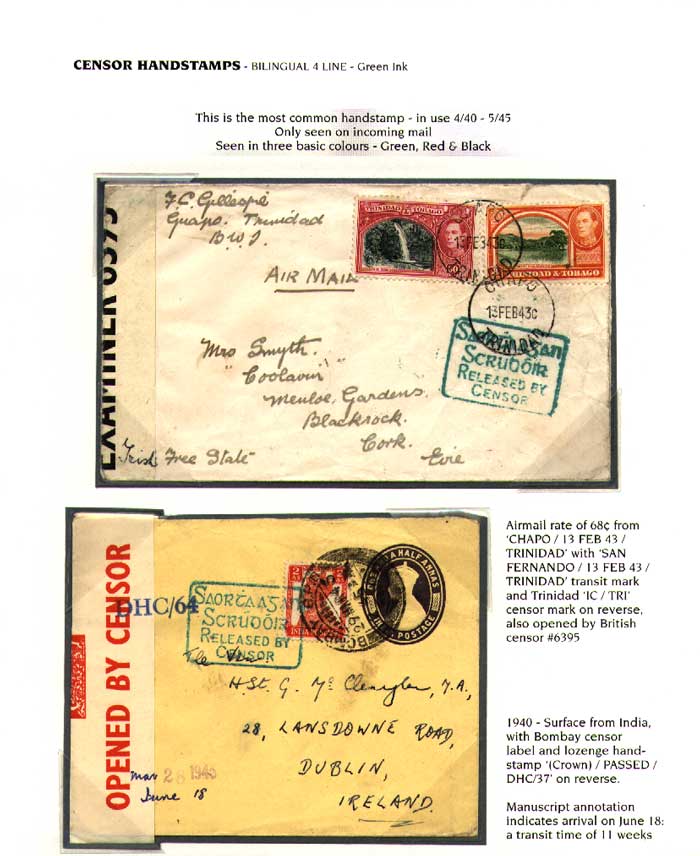 Censor Handstamp - 4-Line Boxed - Green